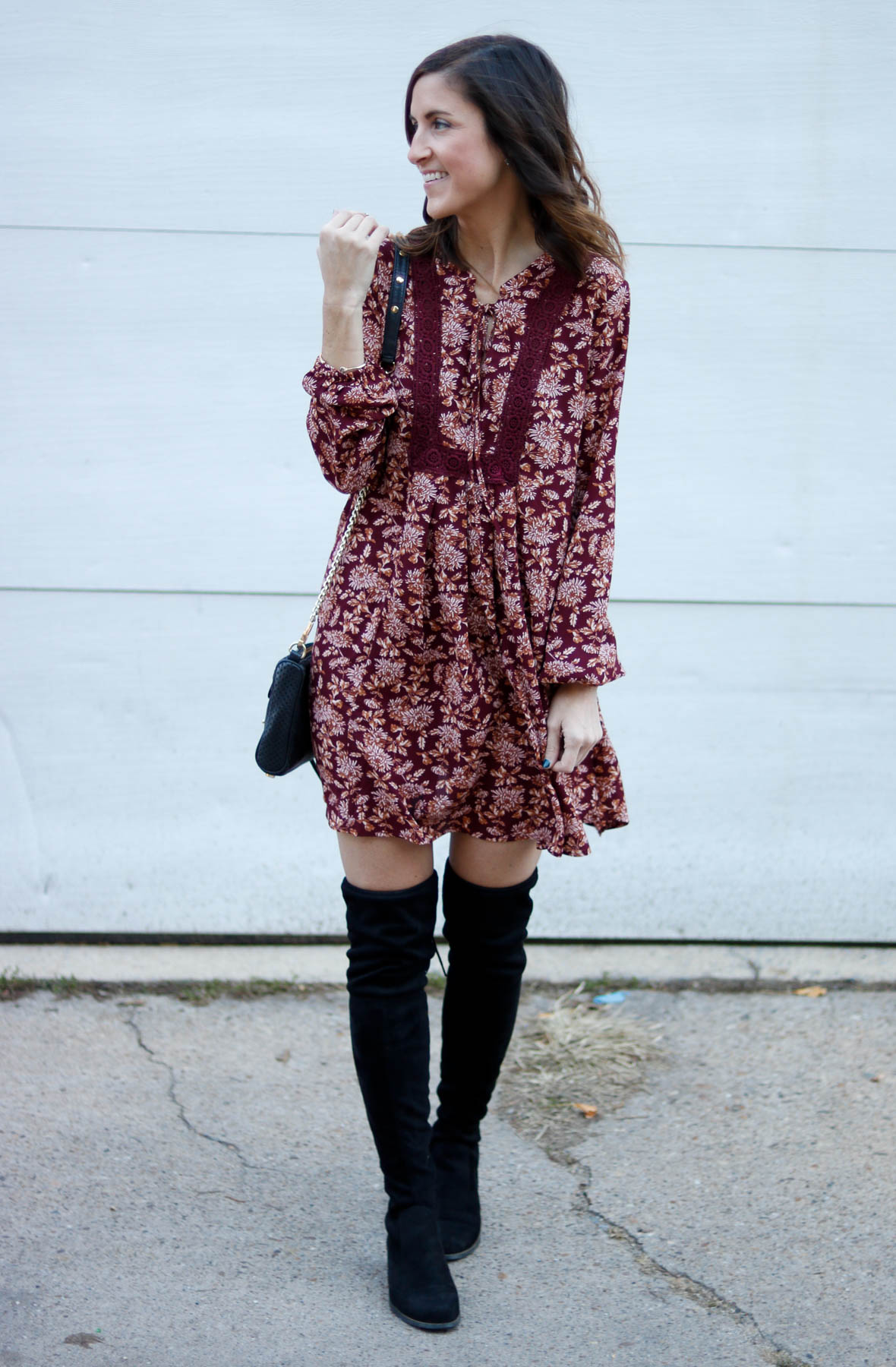 Stepping Out Maroon Long Sleeve Dress