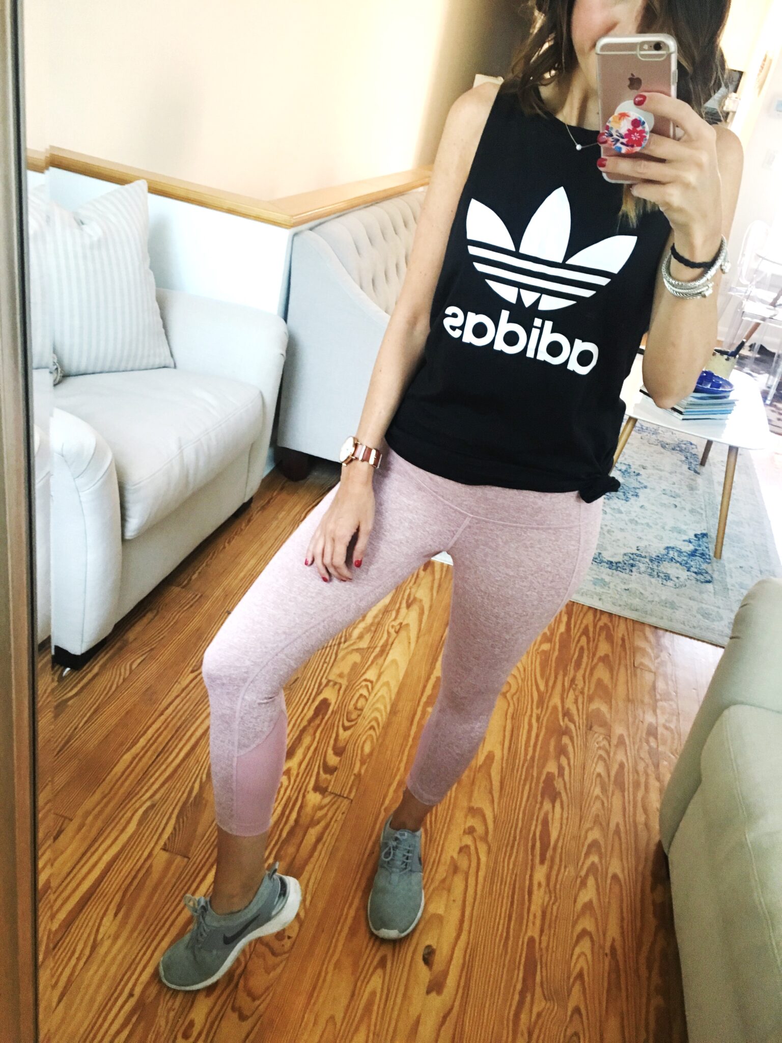 Blush Workout Leggings - Nordstrom Anniversary Sale Try On Session by popular Washington DC style blogger Cobalt Chronicles