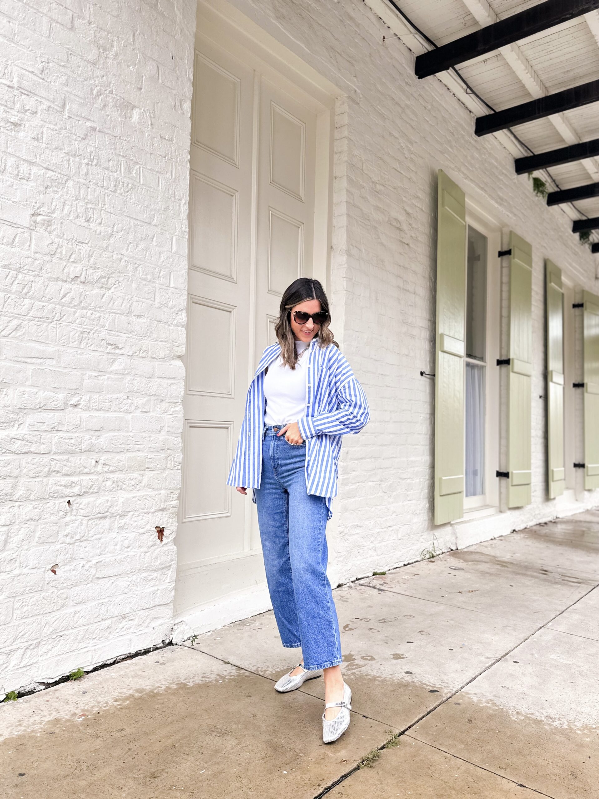 Wide-Leg Crop Jeans in Tile White